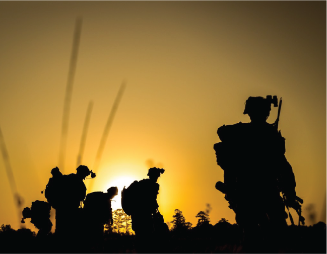 Soldier silhouette at sunset