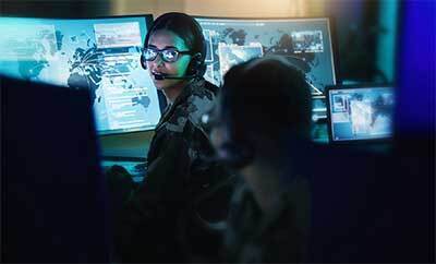 Female officer in a command room