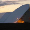 10-story radar at sunset