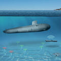 Submarine navigates waters