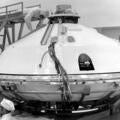 Technicians prepared for removal of Viking Lander 1's aeroshell cover in KSC's Spacecraft Assembly and Encapsulation Facility 2 (SAEF-2) today.