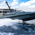 Usv boat glides across water