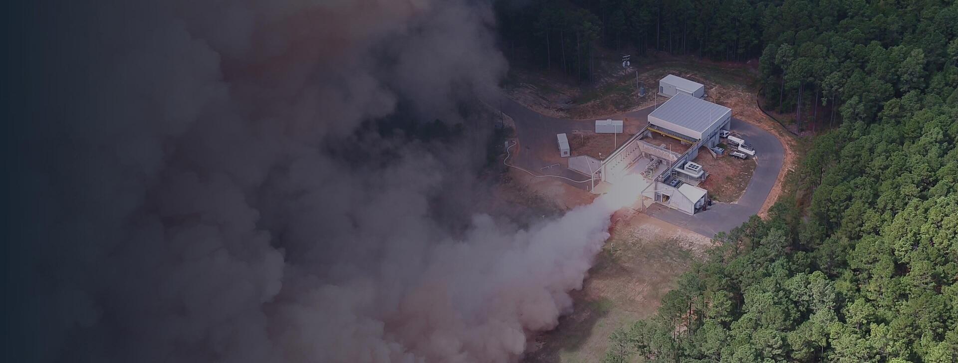 a rocket test fires at a facility