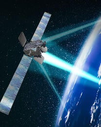 Satellite transmitting to several locations on Earth