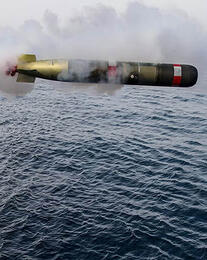 Torpedo launches from ship