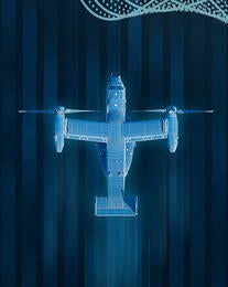 Small jet with blue wave background