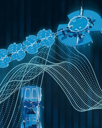 Satellite connects with vehicle via a blue wave