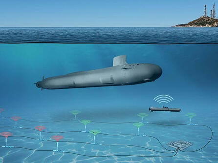 Submarine navigates waters