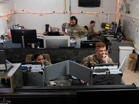 Soldiers in comms room