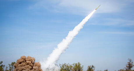 Missile takes off in the sky