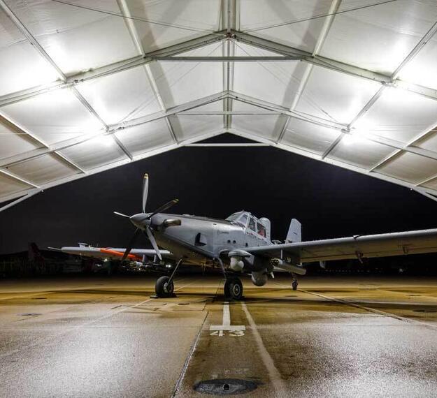 Aircraft photographed inside hangar